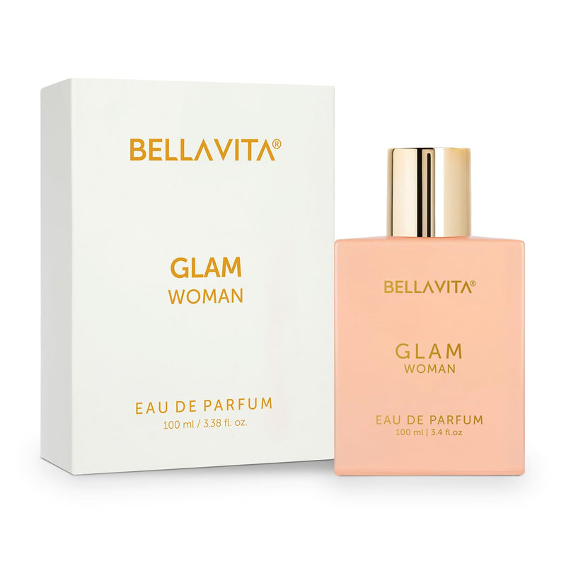 Bella Vita Luxury GLAM Woman Eau De Parfum With African Orange, Jasmine & Patchouli Premium, Long Lasting Floral & Woody Fragrance Liquid EDP For Women, 100ml