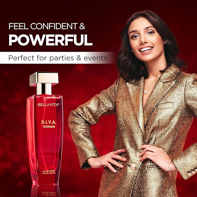 Bella Vita Luxury Women Diva Eau De Parfum Liquid Perfume With Bergamot, Black Currant, Lily, Musk, Floral, Fruity Long Lasting Edp Fragrance Scent 100 Ml